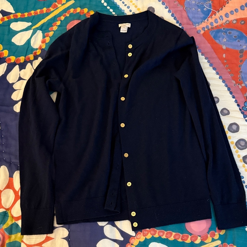 J. Crew Midnight Cardigan with Gold Buttons